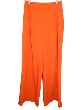 Ann Taylor Pants Sz 2 Bright Orange Wide Leg High Rise Trousers Career Statement